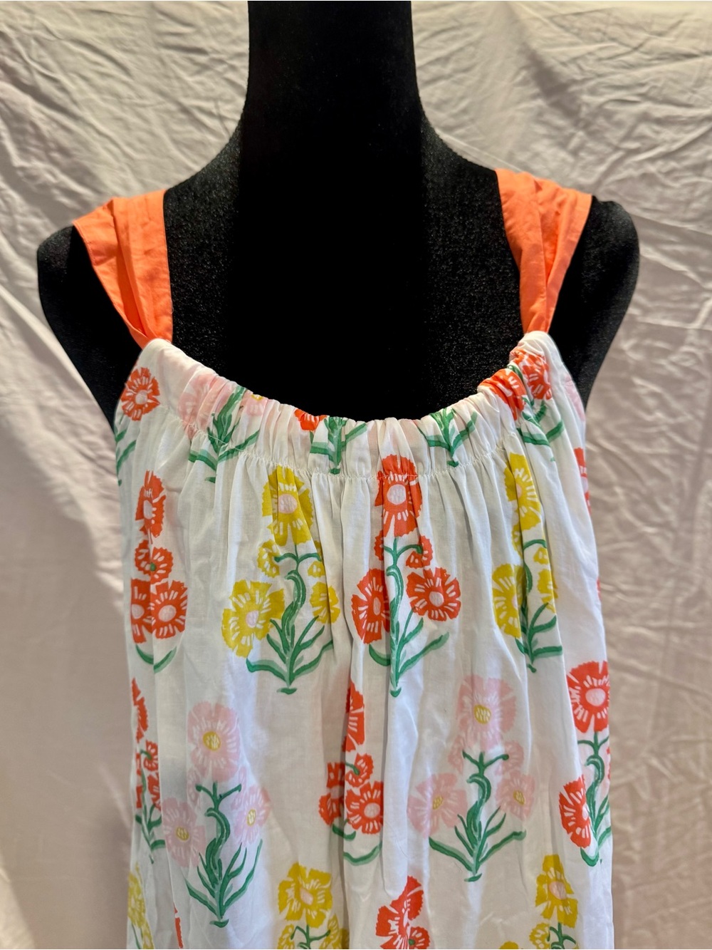 Boden White Floral Maxi Dress with Coral Straps - Picture 5 of 7
